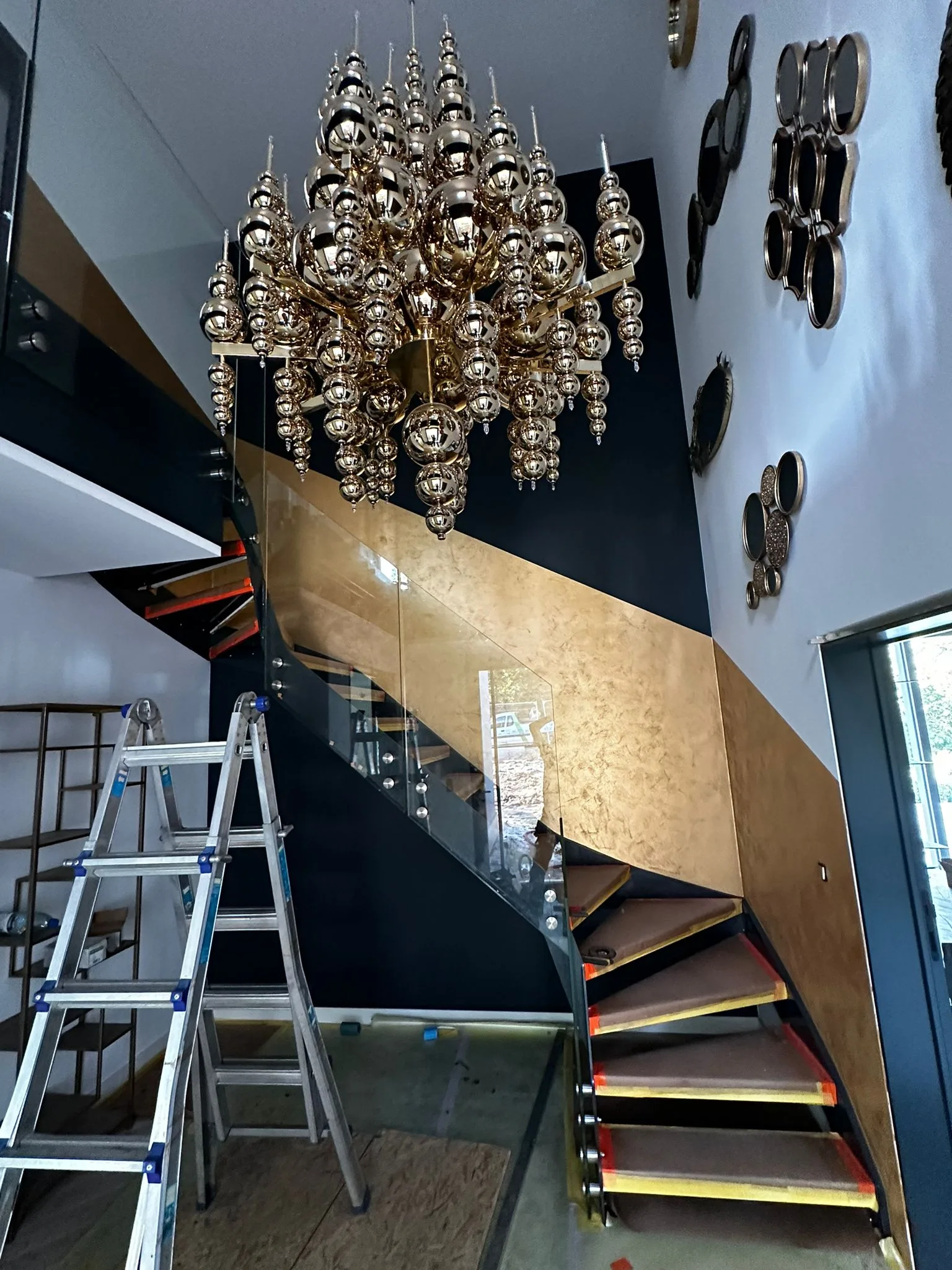 Interior staircase during finishing work